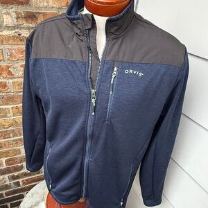 Orvis Men's Polyester Nylon Blend Full Zip Lightweight Jacket Navy Blue Medium